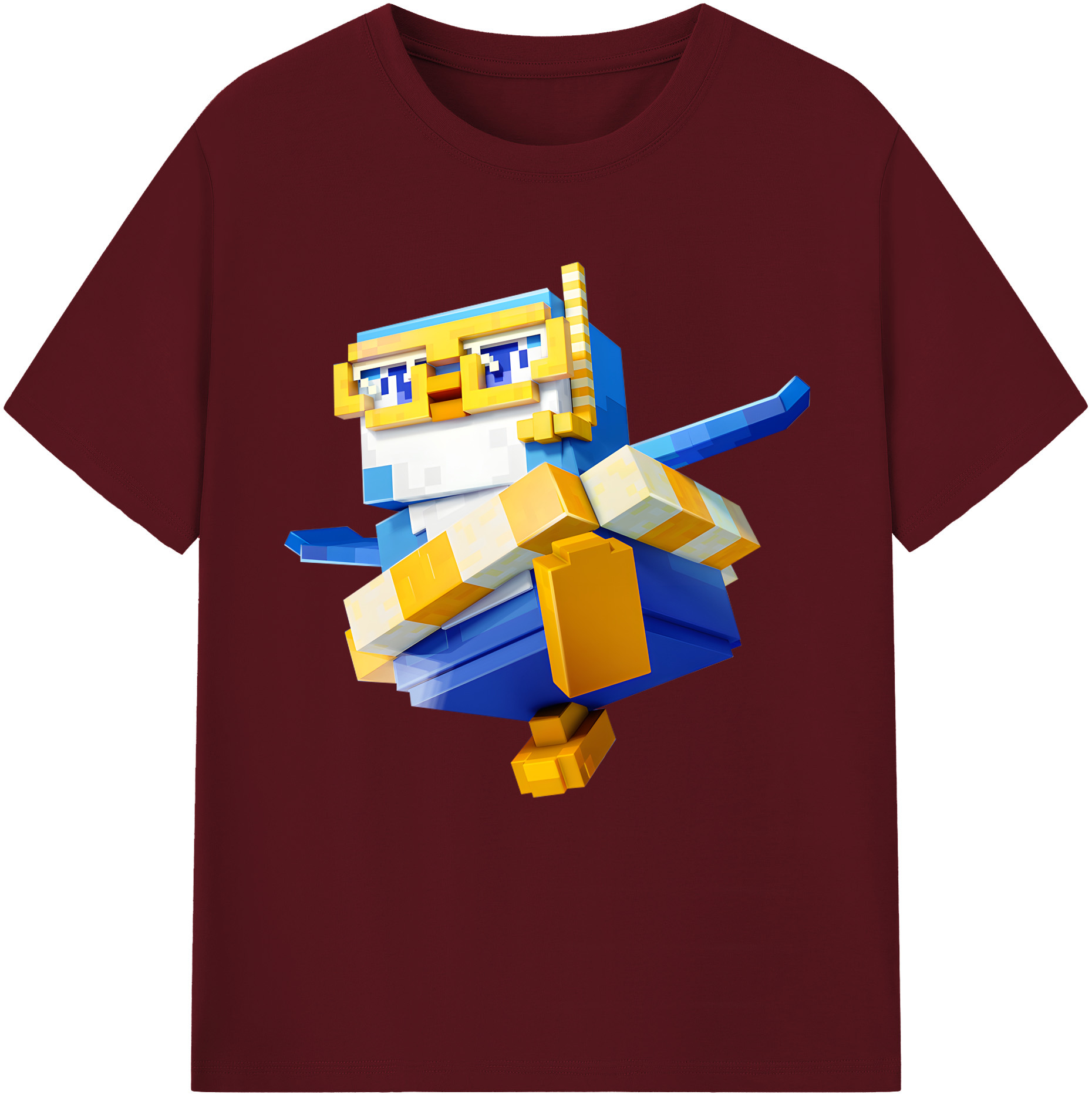 （画像用） マインクラフト ブロックの世界 Minecraft MC Block world 綿100％半袖Tシャツ（フロントプリント）
